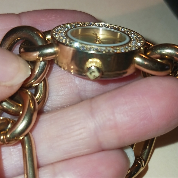 Michael Kors Watch Gold Chain Link Crystal Face MK Bling Watch - Picture 9 of 15